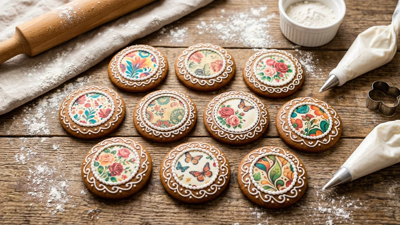 Zdobení perníčků a lineckého cukroví jedlými obrázky