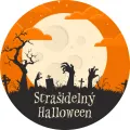 Kulatý jedlý obrázek na dort – Strašidelný Halloween (žlutá, černá, bílá)