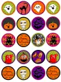 List jedlých koleček na cupcakes – Halloween (žlutá, fialová, černá)