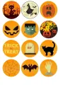 List jedlých koleček na cupcakes – Halloween, Frankenstein a Trick or Treat (žlutá, černá, zelená)