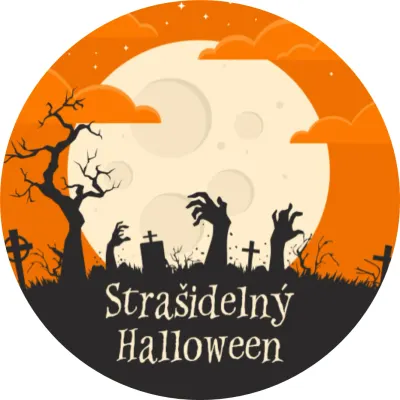 Halloweenská noc s měsícem a hřbitovem – jedlý papír na dort