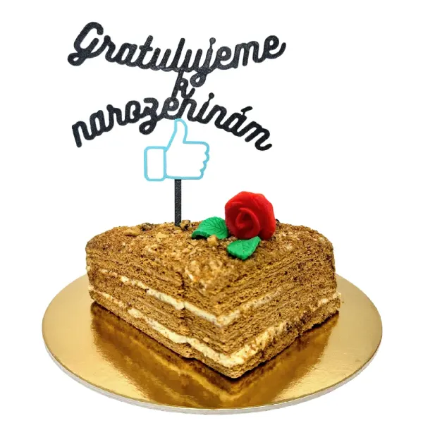 3D zápich na dort Gratulace k narozeninám LIKE, černá