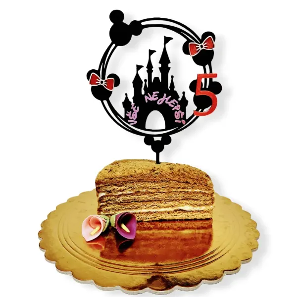 3D zápich na dort Disney zámek Minnie a Mickey s číslovkou