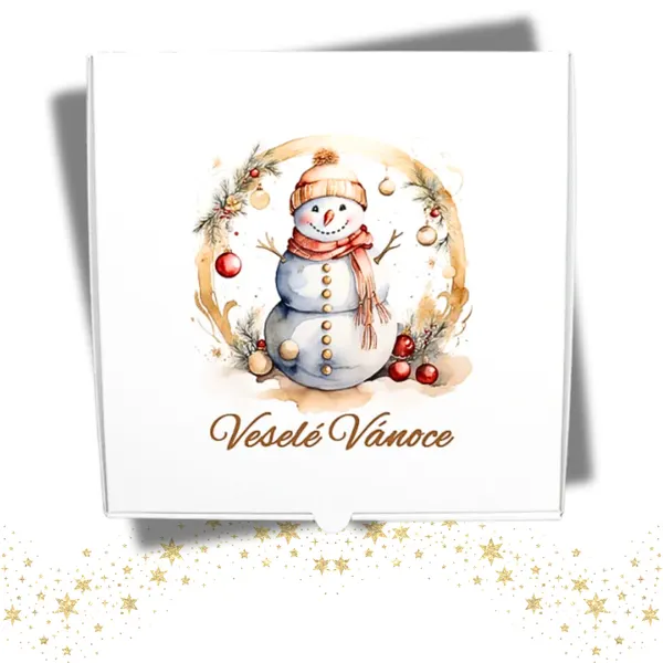 Vánoční krabička na cukroví 31 x 31 x 4,5 cm na 1kg s potiskem