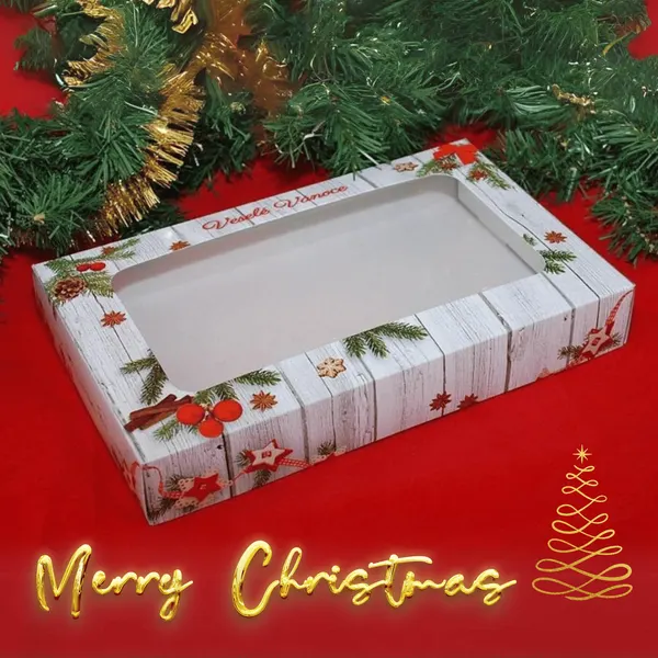 5 ks - Vánoční krabice na cukroví 25 x 15 x 3,7 cm na 500g s potiskem