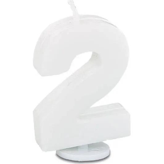 Svíčka ve tvaru číslice 2 mini bílá 4 cm