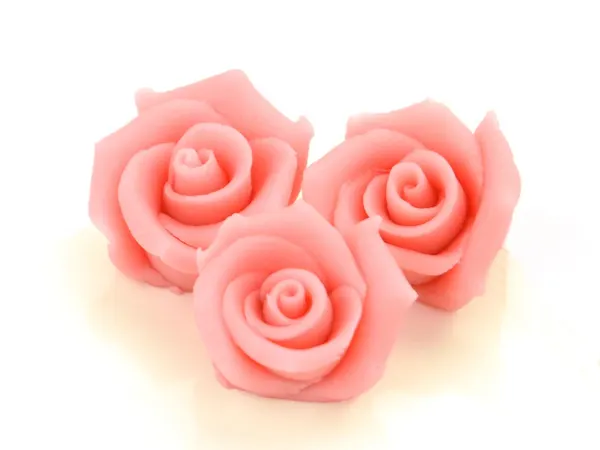 Marcipánová dekorace - KVĚTY RŮŽE 4ks, růžové - 4 cm