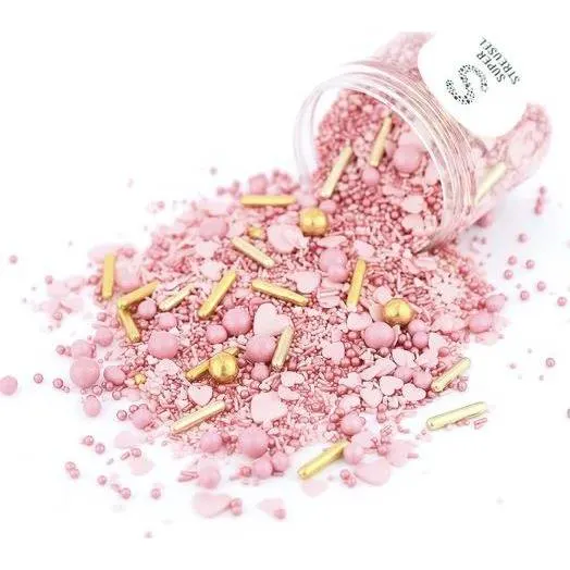 Cukrové zdobení růžový valentýn mix tvarů a barev 90 g