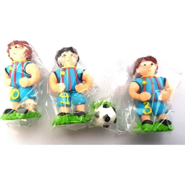 Cukrová figurka fotbalisté modří a kopačka, 3 ks, 3 × 6 cm