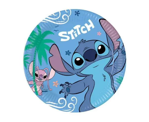 Papírové talíře Stitch a Angel, 23 cm, 8 ks