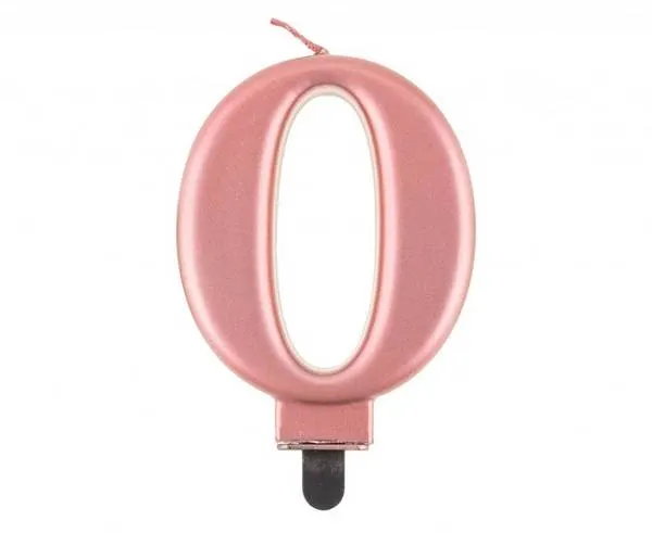 Dortová svíčka číslice 0 růžovo-zlatá 8 cm