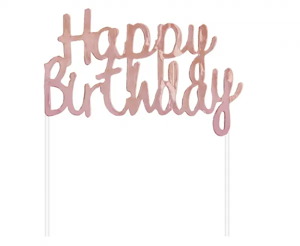Dekorace na dort Rose gold Happy Birthday 11x14 cm