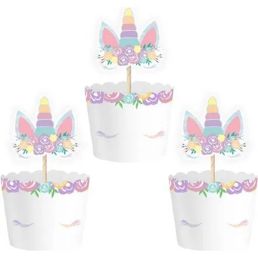 Košíčky a zápich na muffiny Unicorn, 6 ks
