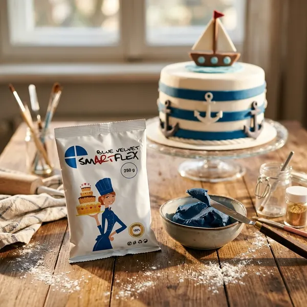 250g Potahovací dortová hmota SMARTFLEX, Modrá - Vanilka