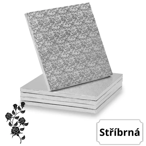 Dortová podložka čtvercová stříbrná 35 × 35 cm, 12 mm