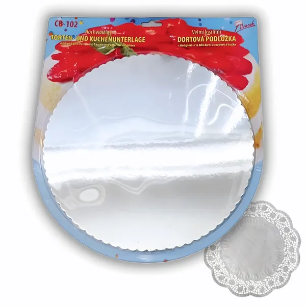 Dortová podložka 32cm ZRCADLOVÁ + 5 krajek | SILVER
