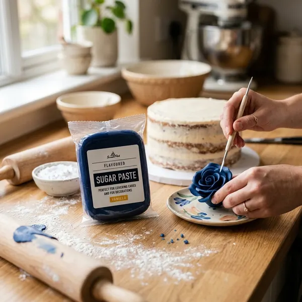Fondán na dort, Modrý (tmavý) - Blue, Vanilkový 250g