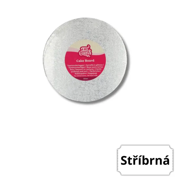 Dortová podložka kulatá stříbrná 22,5 cm, 3 mm