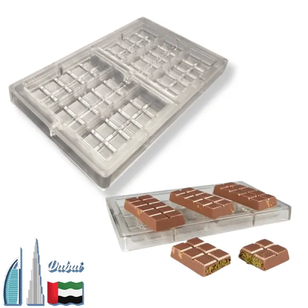 Polykarbonátová forma na čokoládu tabulka Dubaj, 6 dutin