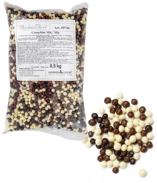 Křupavé kuličky v čokoládě Mix ( bílá, mléčná, hořká ) 4mm 500 g/sáček