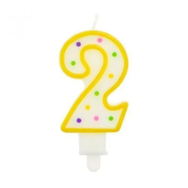 PARTY DECO Svíčka číslice "2" barevná 7,5 cm 1 ks
