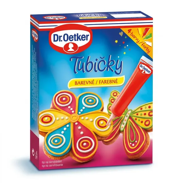 Cukrová poleva v tubičkách, 4 barvy, 76 g