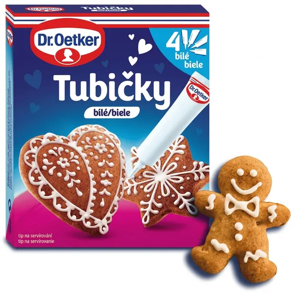 Zdobící poleva v tubičkách na perníčky bílá 4 ks (4x19 g)