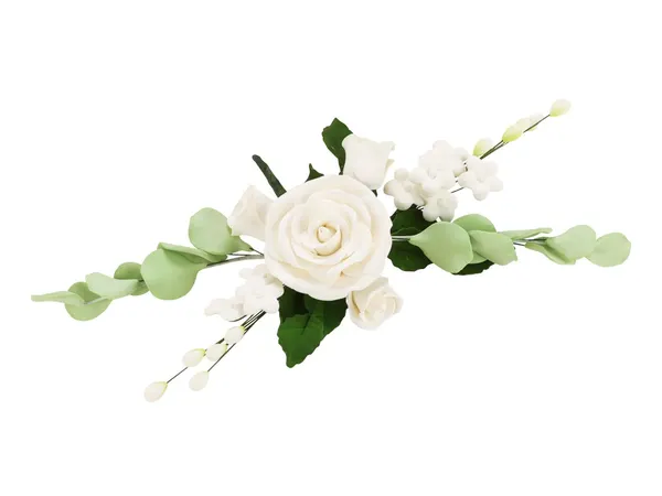 Cukrová květinová vazba růže bílá, 25 cm