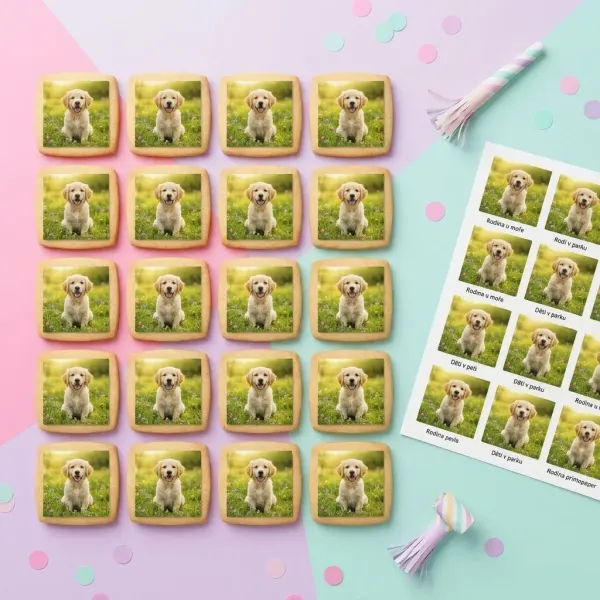 Vlastní fotka na cupcakes – čtverečky 4,8 cm