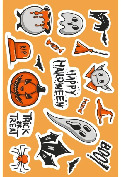Obdélníkový jedlý obrázek na dort – Halloween, duchové a nápis Trick or Treat (černá, bílá, žlutá)