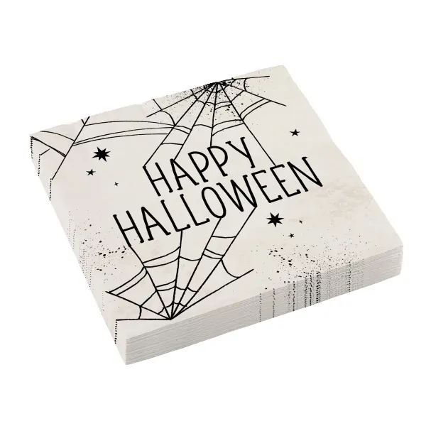 Papírové ubrousky Happy Halloween s pavučinami 16 kusů