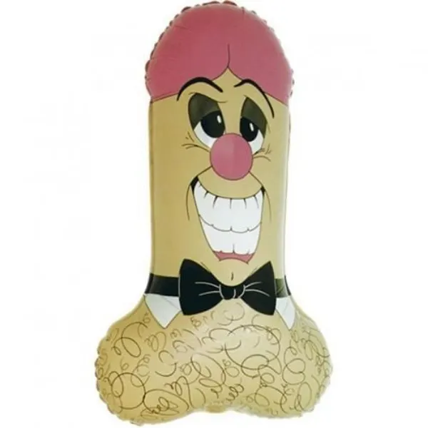 Fóliový balonek penis s obličejem a motýlkem 79 cm