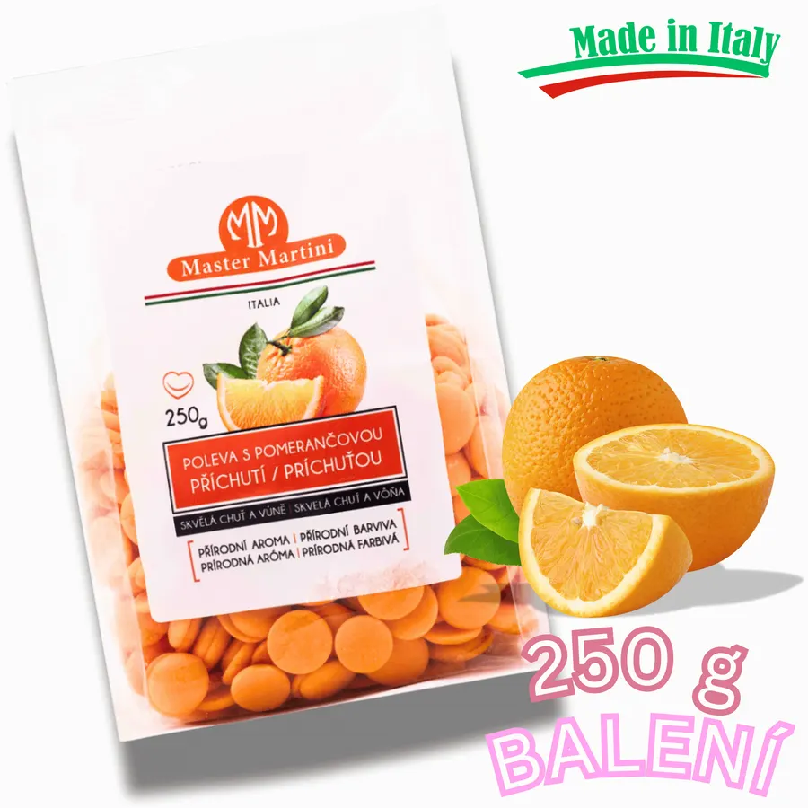 Pomerančová cukrářská poleva Master Martini balení 250 g