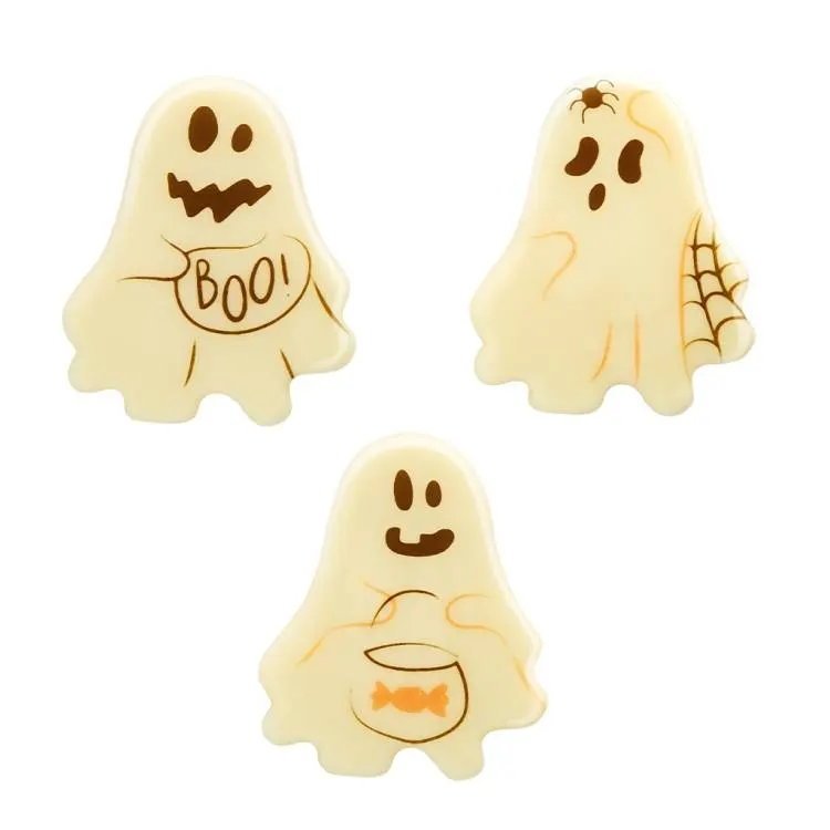 Halloweenská čokoládová dekorace ve tvaru bílých duchů