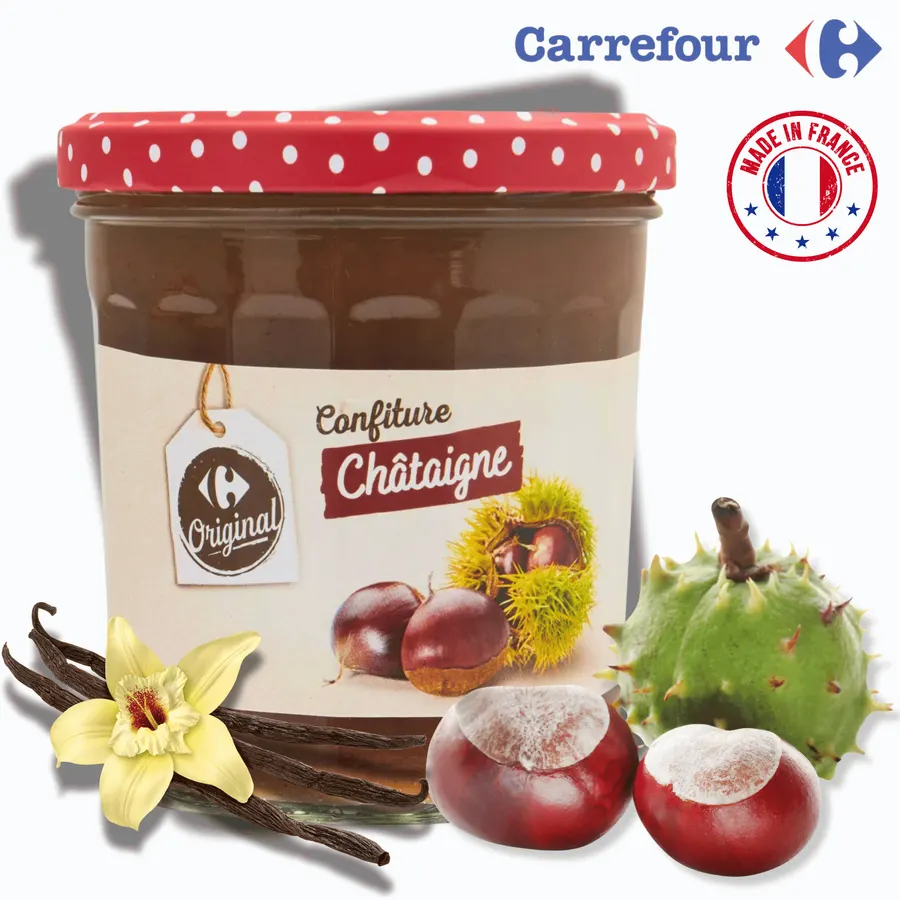 Sklenice kaštanového džemu s vanilkou Carrefour 370 g