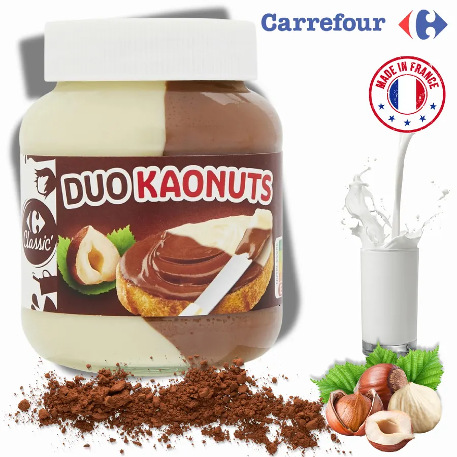 Dvoubarevná pomazánka Carrefour DUO KaoNuts mix ve sklenici