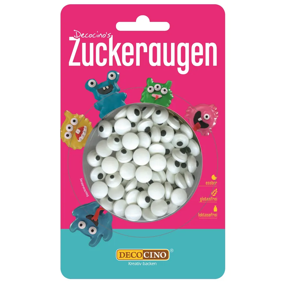 Bílá cukrová očička na zdobení dortů DecoCino