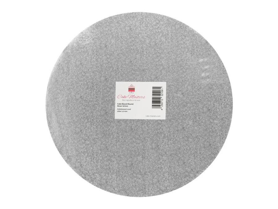 Kulatá stříbrná dortová podložka o průměru 28 cm