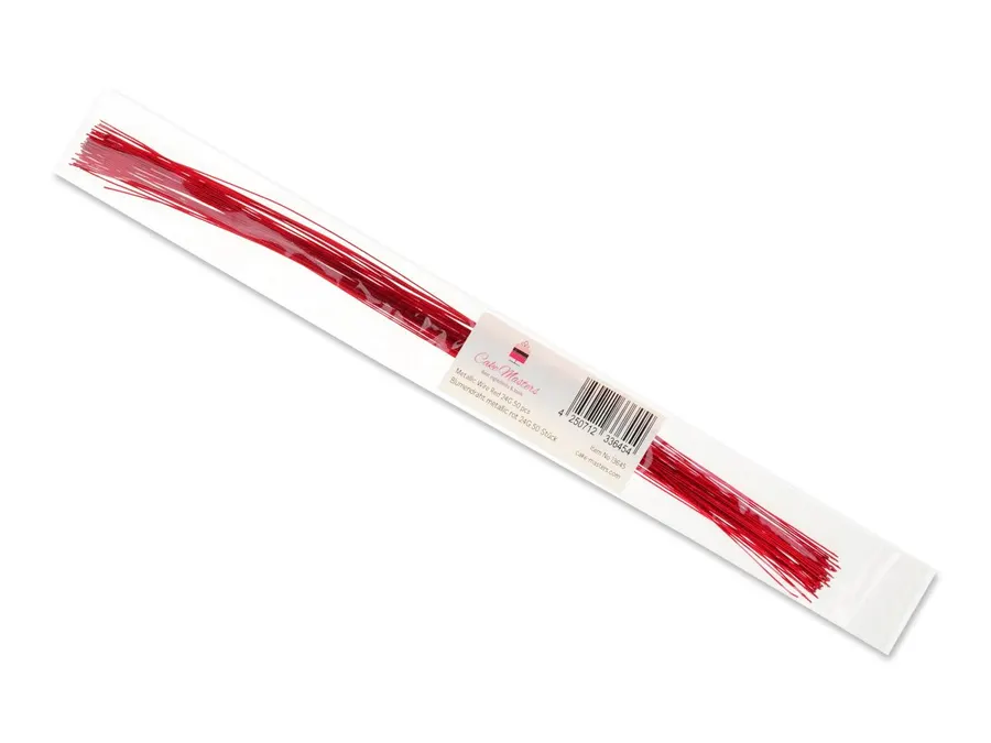 Lesklé sytě červené cukrářské floristické drátky 50 kusů