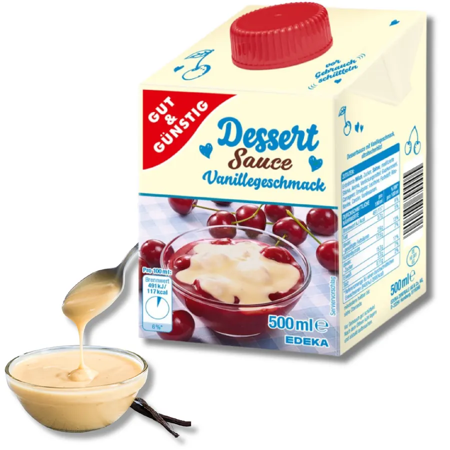 Balení vanilkové dezertní omáčky EDEKA 500 ml
