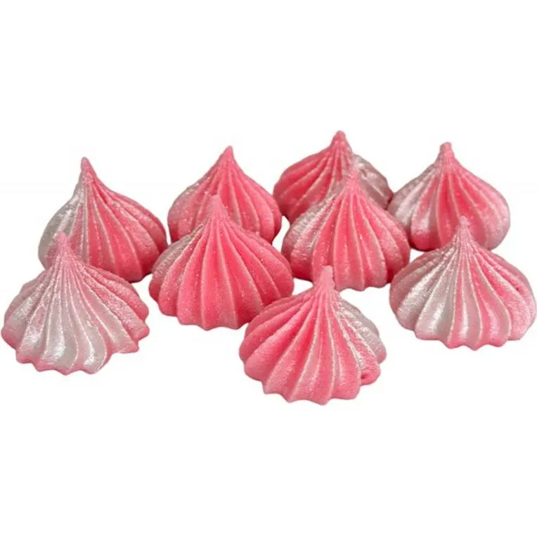 Růžové mini pusinky se stříbrnými třpytkami I love Cakes