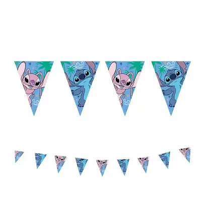 Závěsná party girlanda s vlaječkami s motivem Stitch