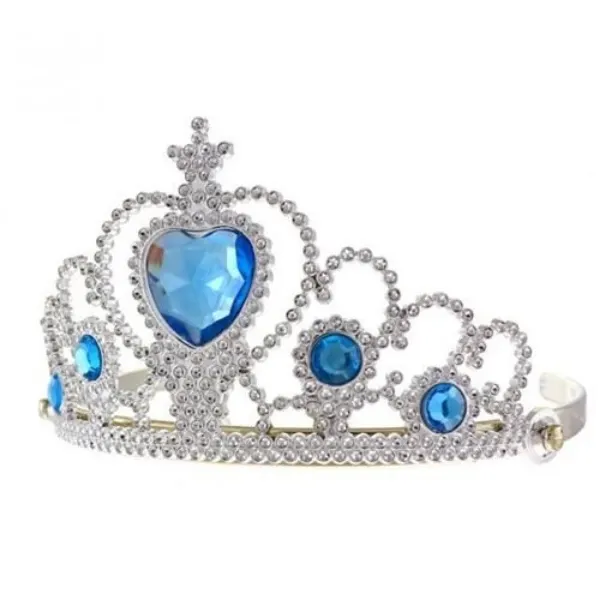 Stříbrná plastová korunka pro princezny s modrými kameny