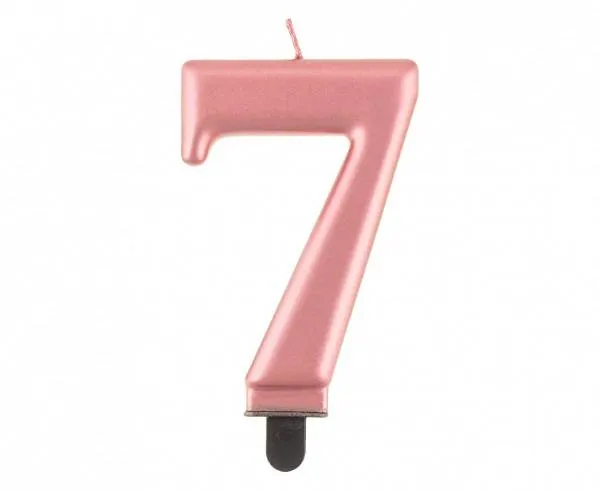 Růžovo-zlatá dortová svíčka číslice 7 Godan 8 cm