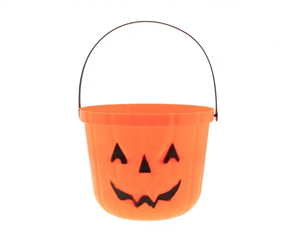 Oranžový halloweenský kyblík na koledu ve tvaru dýně