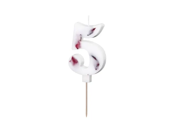 Dortová narozeninová svíčka číslo 5 s okvětními lístky PartyDeco