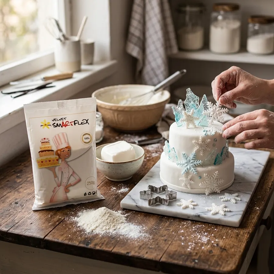 Bílá potahovací hmota Smartflex s příchutí vanilky 250g
