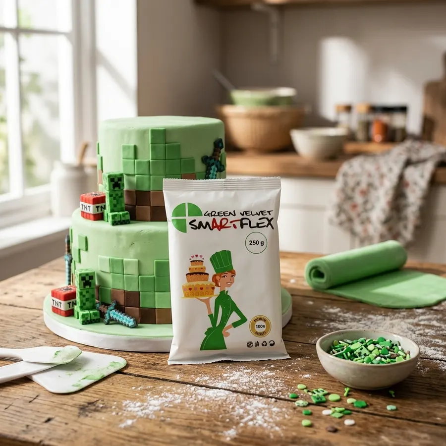 Zelená potahovací hmota Smartflex s vanilkovou příchutí 250g