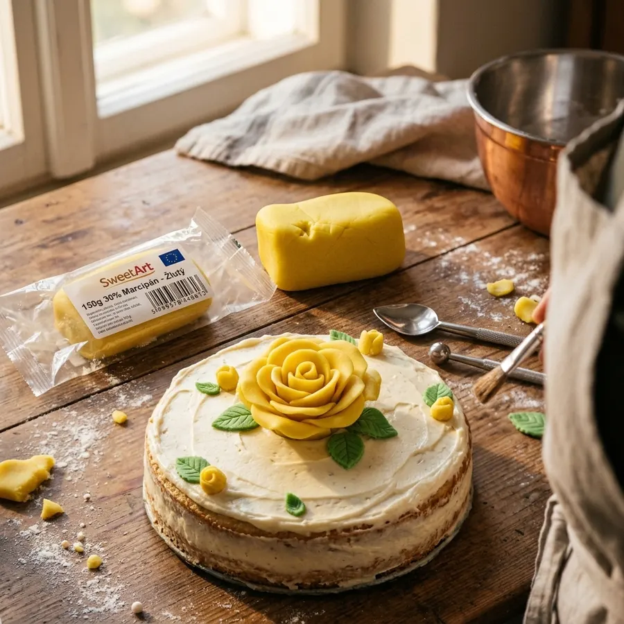Balení žlutého marcipánu SweetArt na modelování a potahování