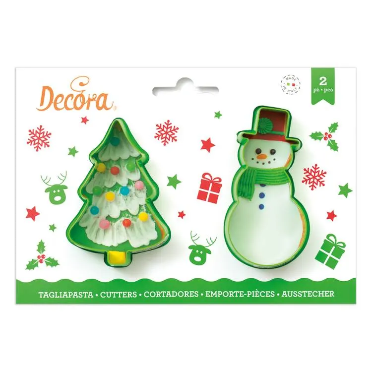 Plastová vykrajovátka na cukroví stromeček a sněhulák Decora